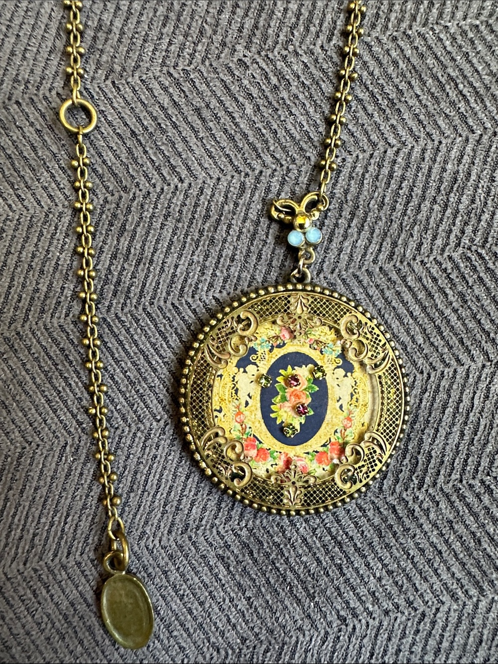 Michal Negrin Antique-Style Floral Pendant Necklace